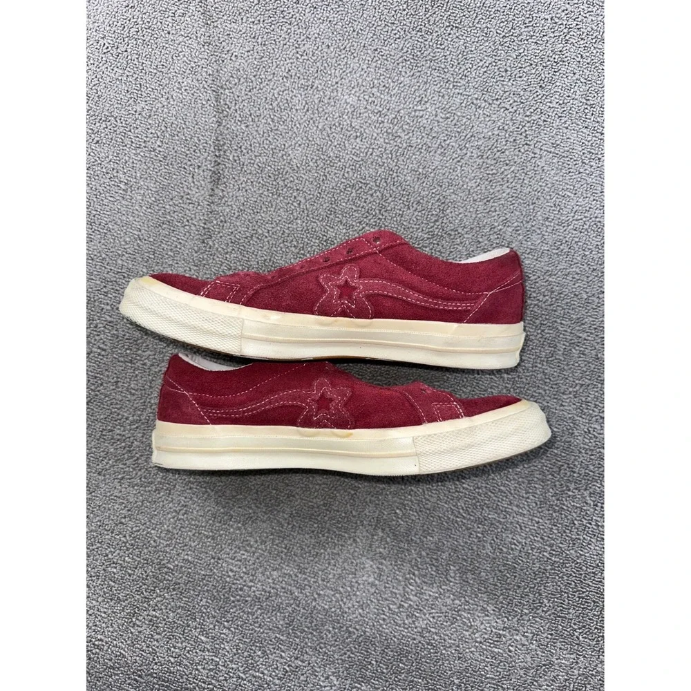 Converse Golf Le Fleur Sneakers M7 W9 Burgundy Red Low Top Suede Floral Rhubarb - Picture 2 of 11
